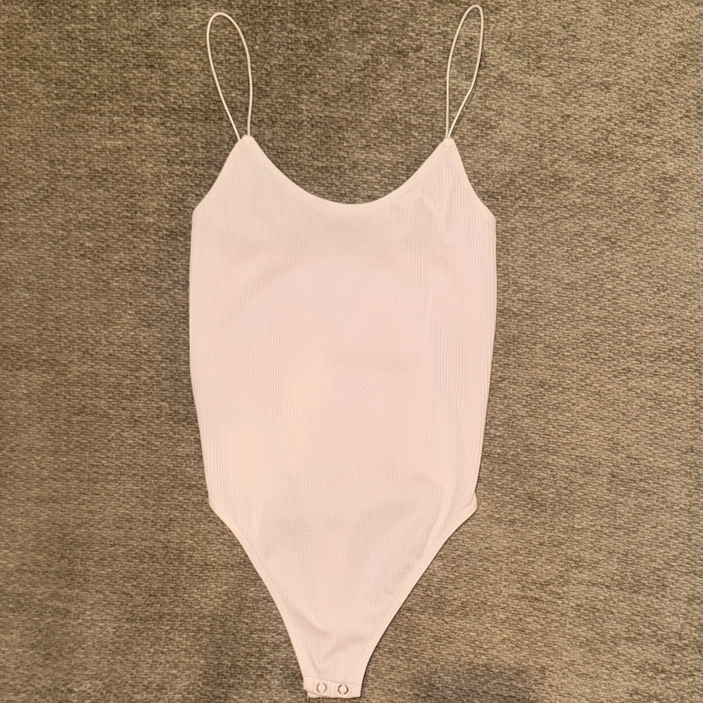 Forever 21 Pale Pink Ribbed Tank Bodysuit